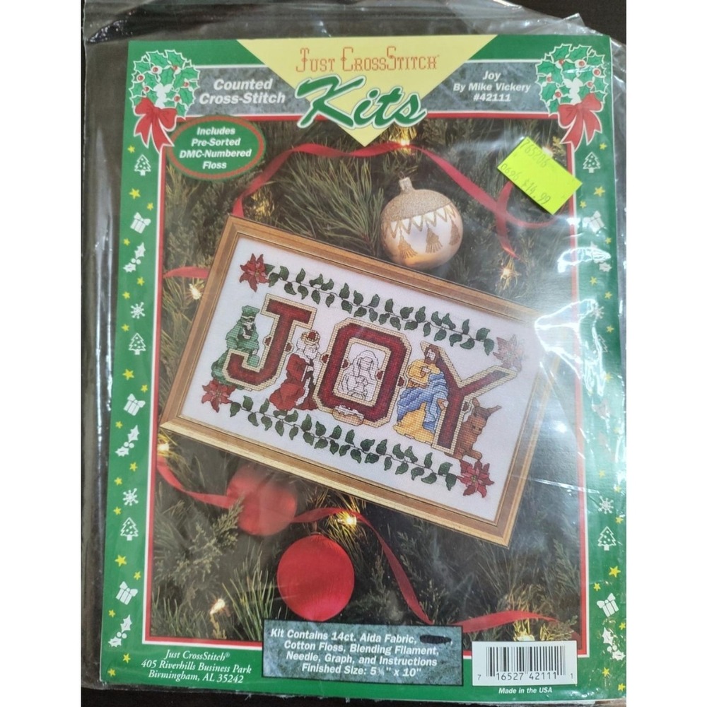 Christmas Joy Just Crossstitch Counted Cross Stitch Kit 42111 53/4"x10" Holiday